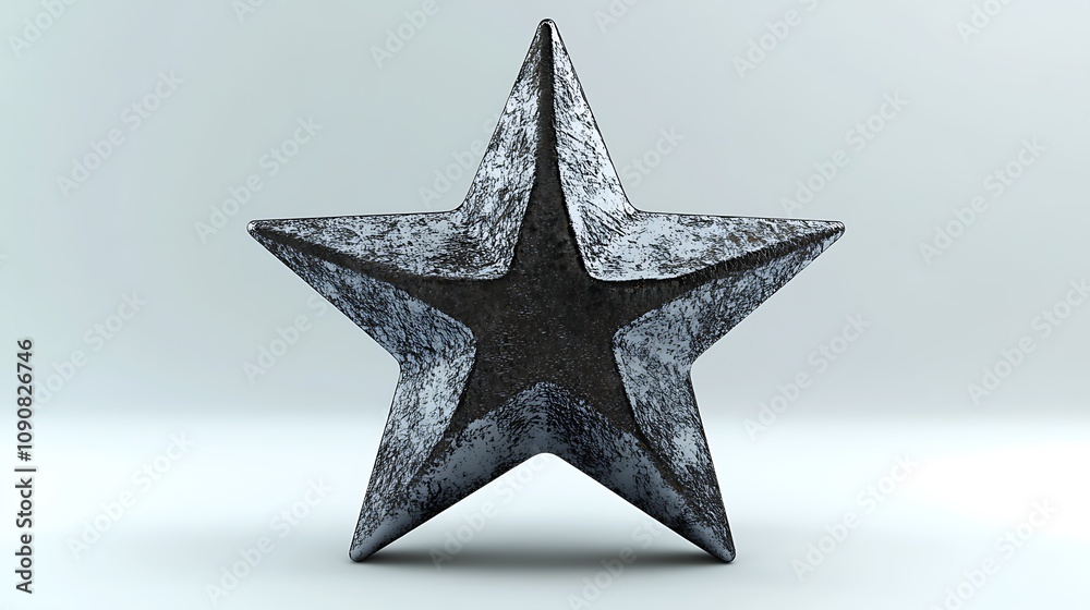 Fototapeta premium A three dimensional metallic textured star