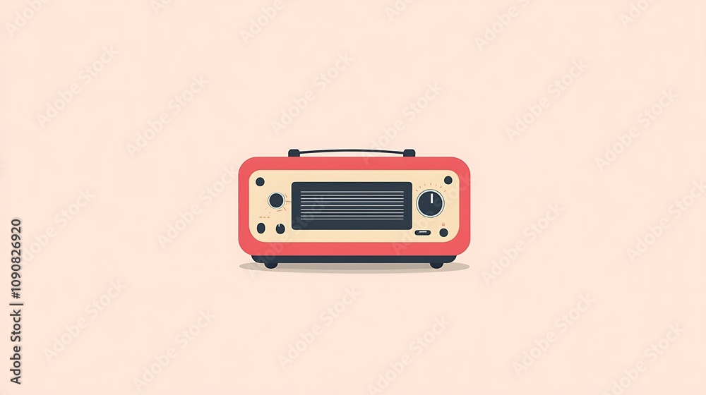 Fototapeta premium Retro Red Vintage Radio Design Illustration