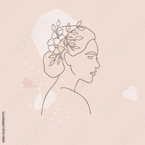 Hand Drawn Woman One Line Art Illustration