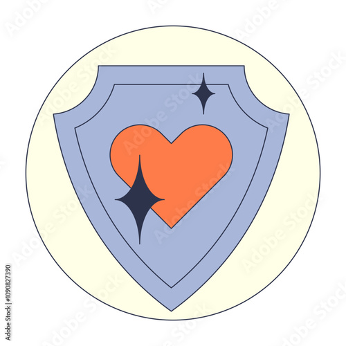 A heart within a shield symbolizes protection and care.