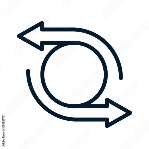Round arrow in opposite direction. Vector linear icon isolated on white background.