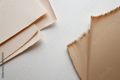 Frayed Paper Edges Showcased on Smooth White Background