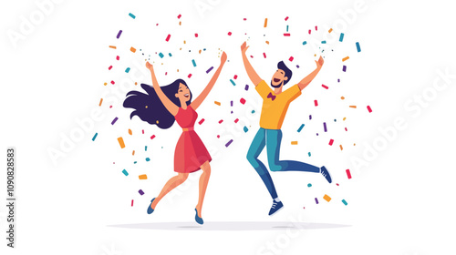 Festival Celebration: Diverse Man and Woman Enjoying Event Outdoors