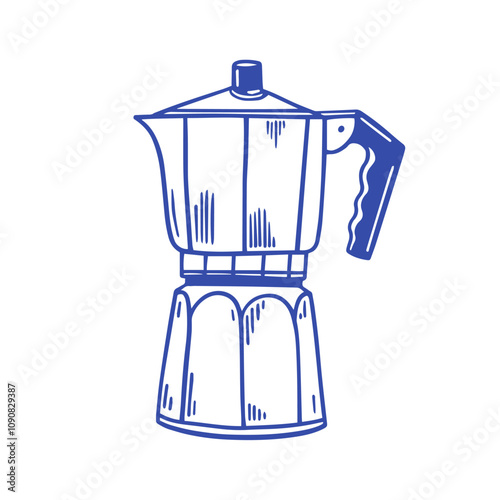 An Illustration Featuring a Classic Espresso Maker Design, Capturing the Essence of Coffee Art