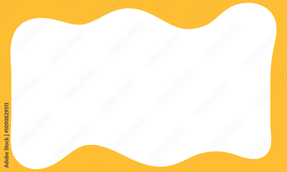 Obraz premium Yellow Scalloped rectangle border. Empty text box. Waves zigzag frame. Vector illustration
