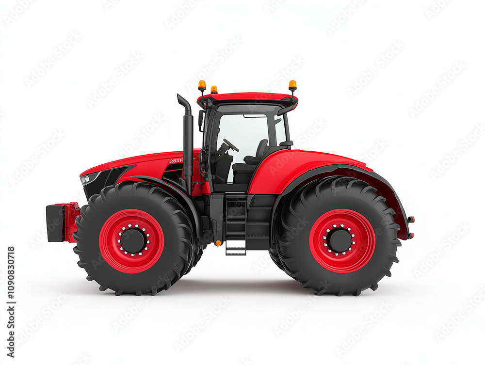 Fototapeta premium Tractor for farming, isolated on white background