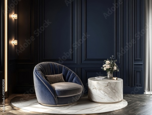 Elegant Velvet Chair Modern Interior Design Room photo