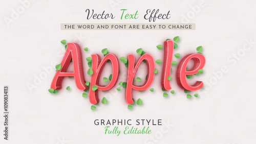 Apple Leaves Editable Text Effect, Graphic Style