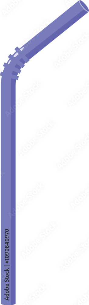 Fototapeta premium Purple flexible drinking straw with bending section isolated on white background isometric view