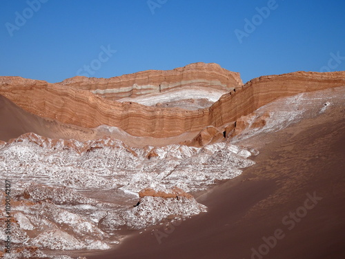 panoramic landscape in Valle de la Luna, Atacama desert in Chile, South America. Scenic travel destination