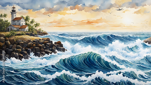 Jesus walking on the ocean, Jesus miracle, bible story, holy spirit, Jesus on the ocean, ai generated