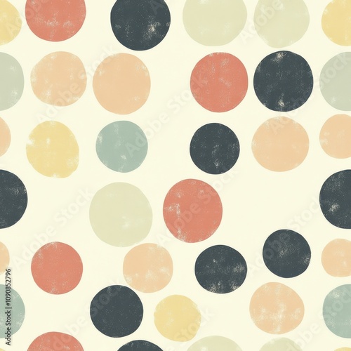 A vintage-style polka dot pattern with muted colors creating a unique design perfect for retro-themed decor or fabric