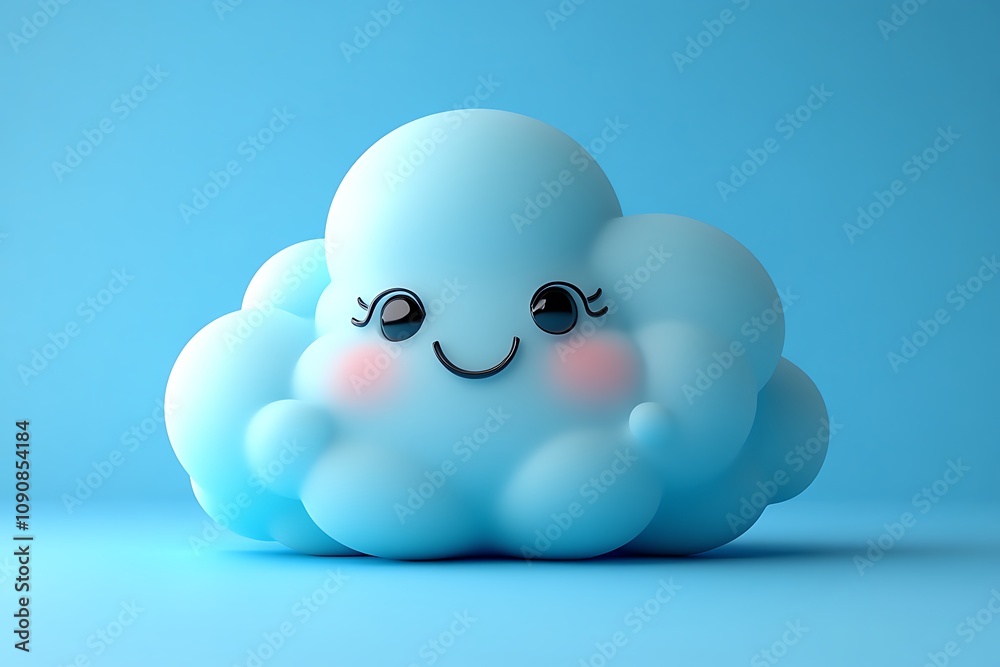 A cute smiling cloud on a blue background A cute smiling cloud on a blue background