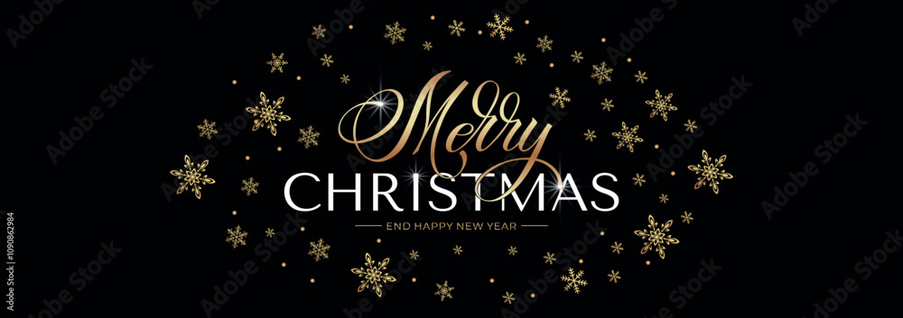 Merry Christmas and Happy New Year hand lettering calligraphy. Vector holiday illustration element. Typographic element for congratulations.