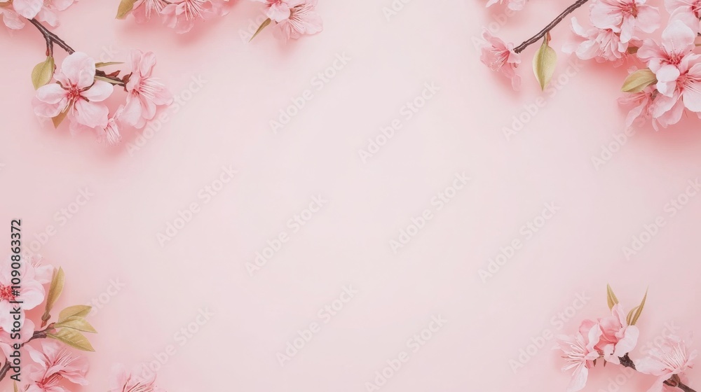 Fototapeta premium copy space with flowers and decorations on pastel background. ai generated