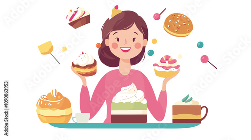 Person Enjoying Desserts on Moving Banner with Happy Atmosphere