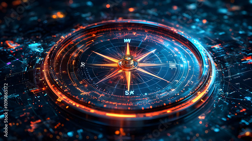 Wallpaper Mural 3D Illustration - Futuristic Compass Navigation Guidance Torontodigital.ca