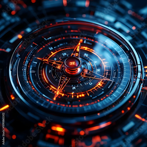 Wallpaper Mural 3D Illustration - Futuristic Compass Navigation Guidance Torontodigital.ca