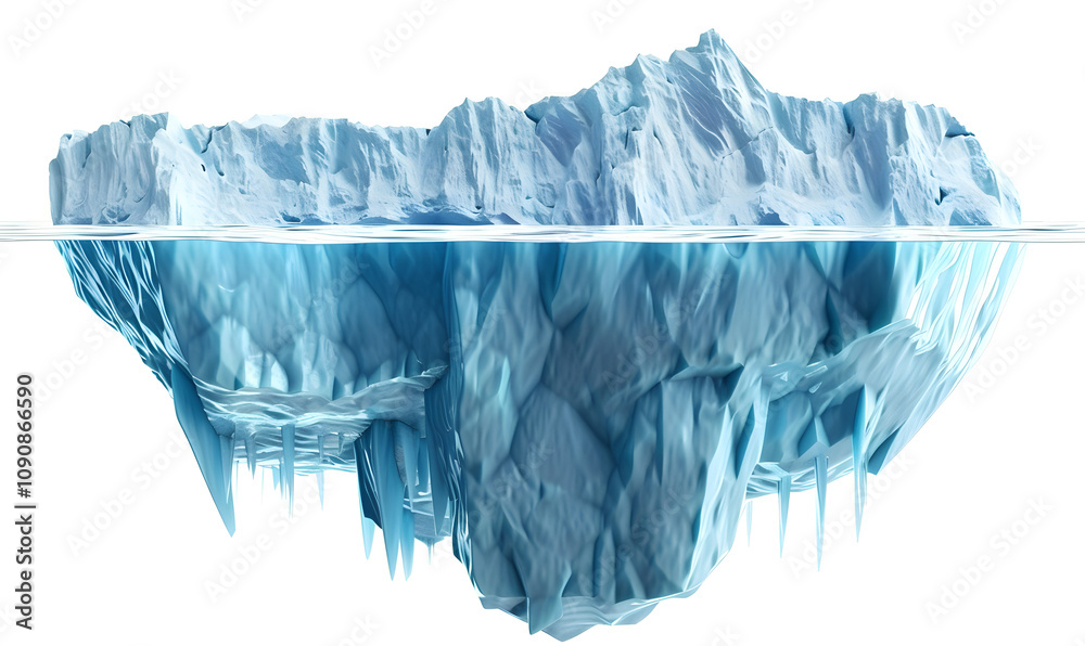 Obraz premium Massive iceberg isolated on white background