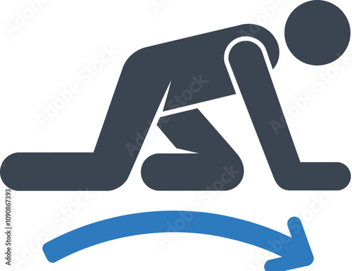 Crawling forward arrow icon