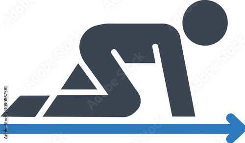 Crawling straight arrow icon