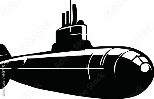 submarine silhouette design. military underwater transportation sign and symbol.