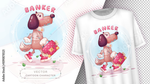Cartoon character animal adorable dog with animal