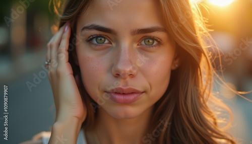 Young girl's emotional face on a simple background. A stunning portrait of youthfulness and innocence.