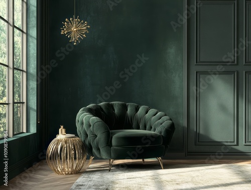 Elegant Green Velvet Chair ...