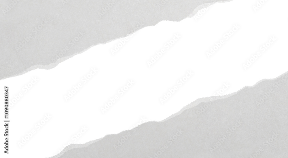 Torn paper with rough edges and a ripped white center on a light gray background. Close-up of torn texture. Concept of creativity and design Torn paper with rough edges and a ripped white center on a light gray background. Close-up of torn texture. Concept of creativity and design