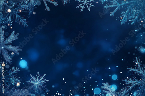 Christmas background with snowflakes. Winter holiday theme. Happy New Year. Space for text