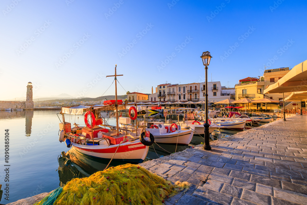 Rethymno, Crete, Greece. View of the old harbour.