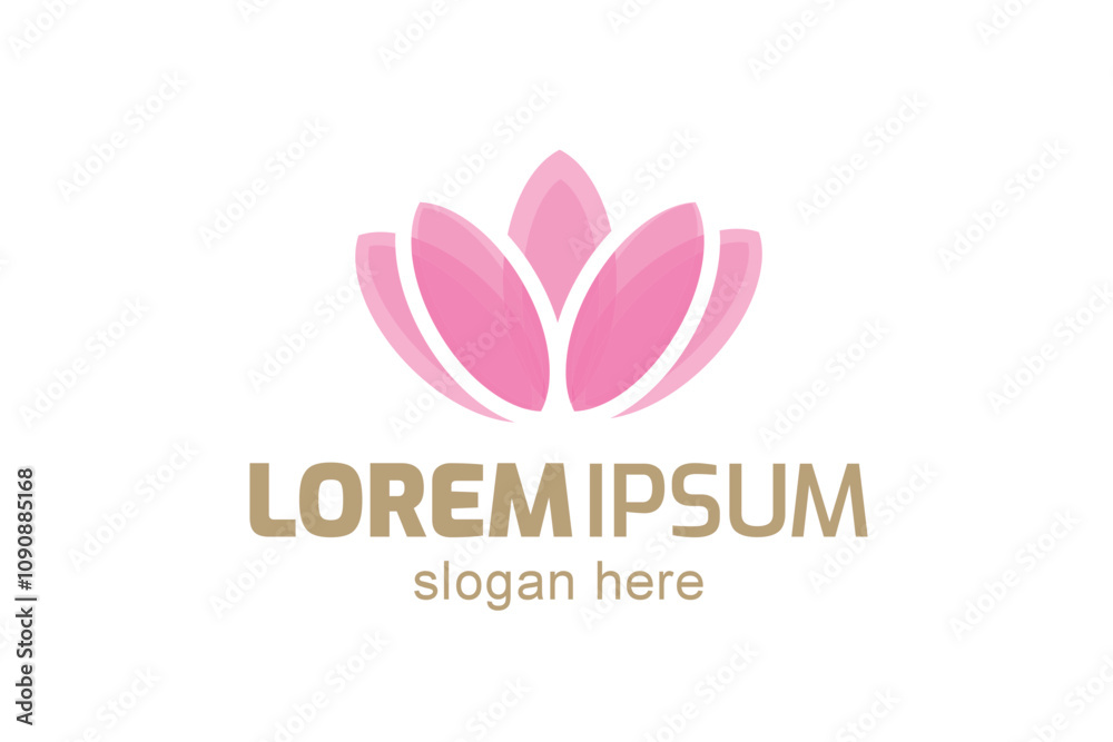 Fototapeta premium Lotus Flower Flat Vector Logo or icon Design