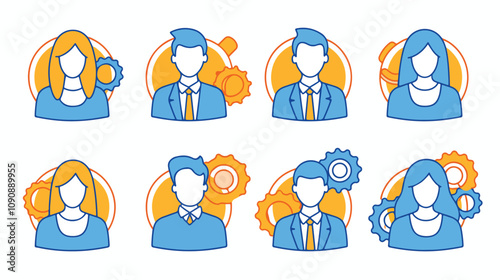 Professional Account Data Editing Cog Wheel Icon in Action