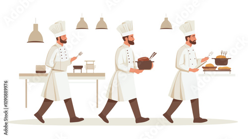 Professional Chef Carrying Utensils, Midsection View