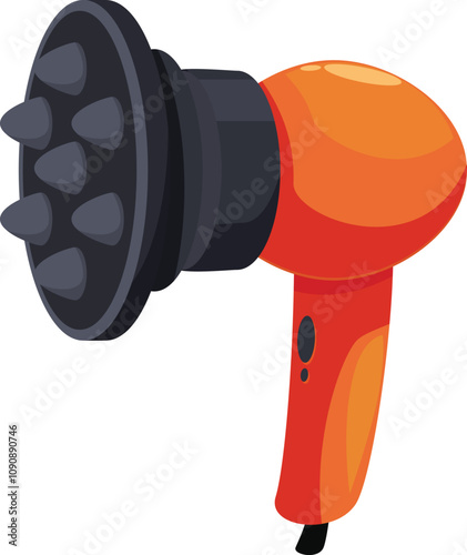Orange hair dryer featuring a scalp massager attachment, designed for efficient drying and styling
