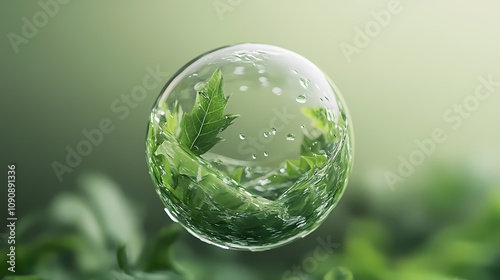 digital technology green plant bubble poster background