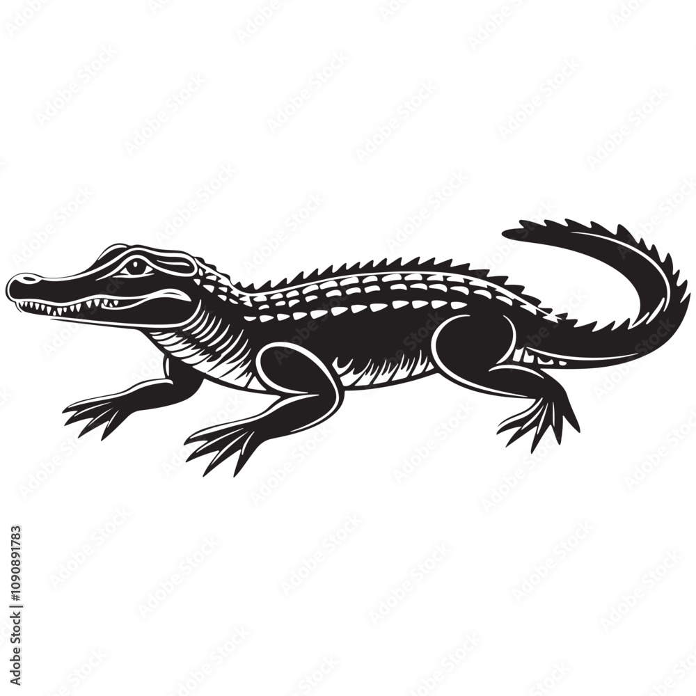Fototapeta premium crocodile silhouette vector illustration Design on a white background.