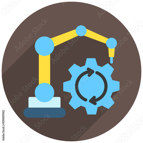 Automation rounded flat color icon. use for modern concept, print, UI, UX kit, web and app development. Vector EPS 10, related to artificial intelligence, technology theme.