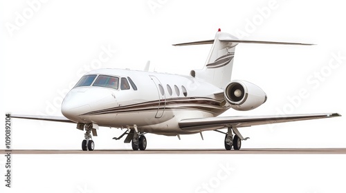 A private jet taxiing on the runway, isolated on a white background photo