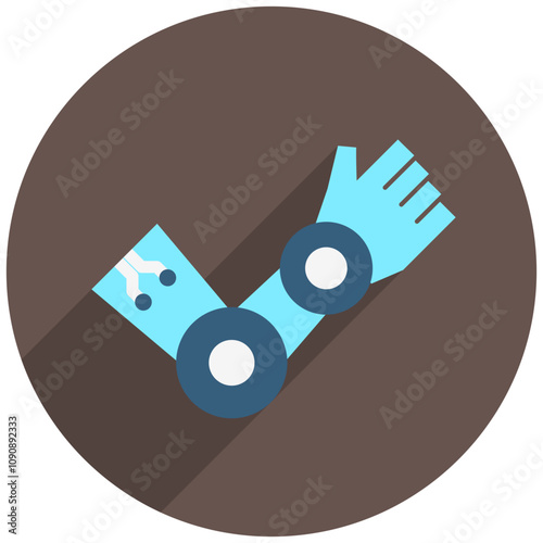 Robotic Arm rounded flat color icon. use for modern concept, print, UI, UX kit, web and app development. Vector EPS 10, related to artificial intelligence, technology theme.