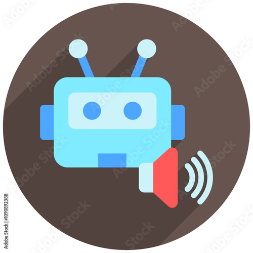 Speech Recognition rounded flat color icon. use for modern concept, print, UI, UX kit, web and app development. Vector EPS 10, related to artificial intelligence, technology theme.