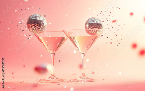 Sparkling cocktails with glittering decorations for a festive celebration
