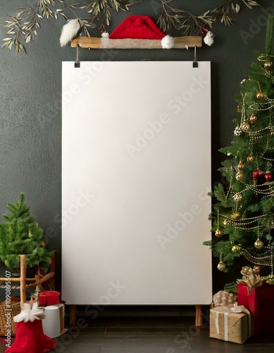 christmas backdrop with blank poster