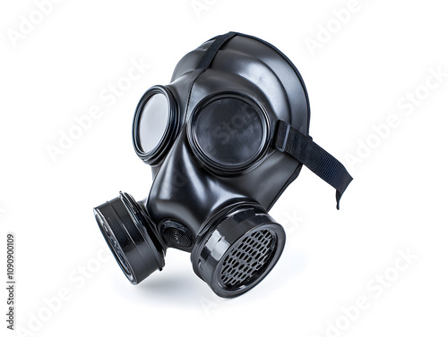 Human in gas mask isolated on white background