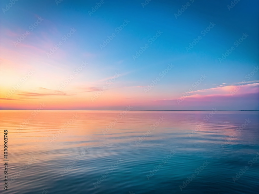 Fototapeta premium Serene Sunrise Over a Calm Ocean with Expansive Copy Space for Tranquil Designs and Nature Themes