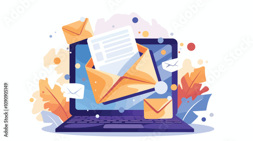 New Email Notification on Laptop Vector Illustration