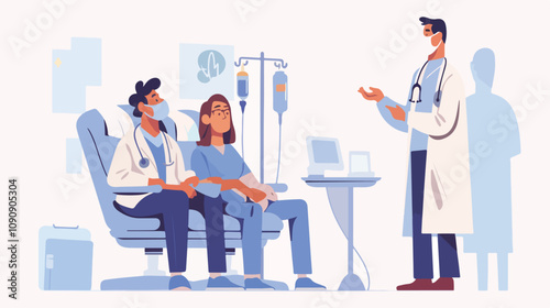 Otorhinolaryngologist Meeting Patients in Clinic Setting