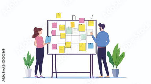 Professional People Standing with Scrum Board