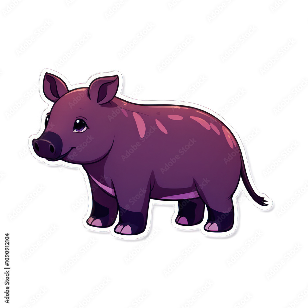 Fototapeta premium Cute Cartoon Pig Character With a Playful Expression in Vibrant Colors Isolated Background